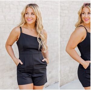 Pink Lily Onr Shoulder Romper NWOT